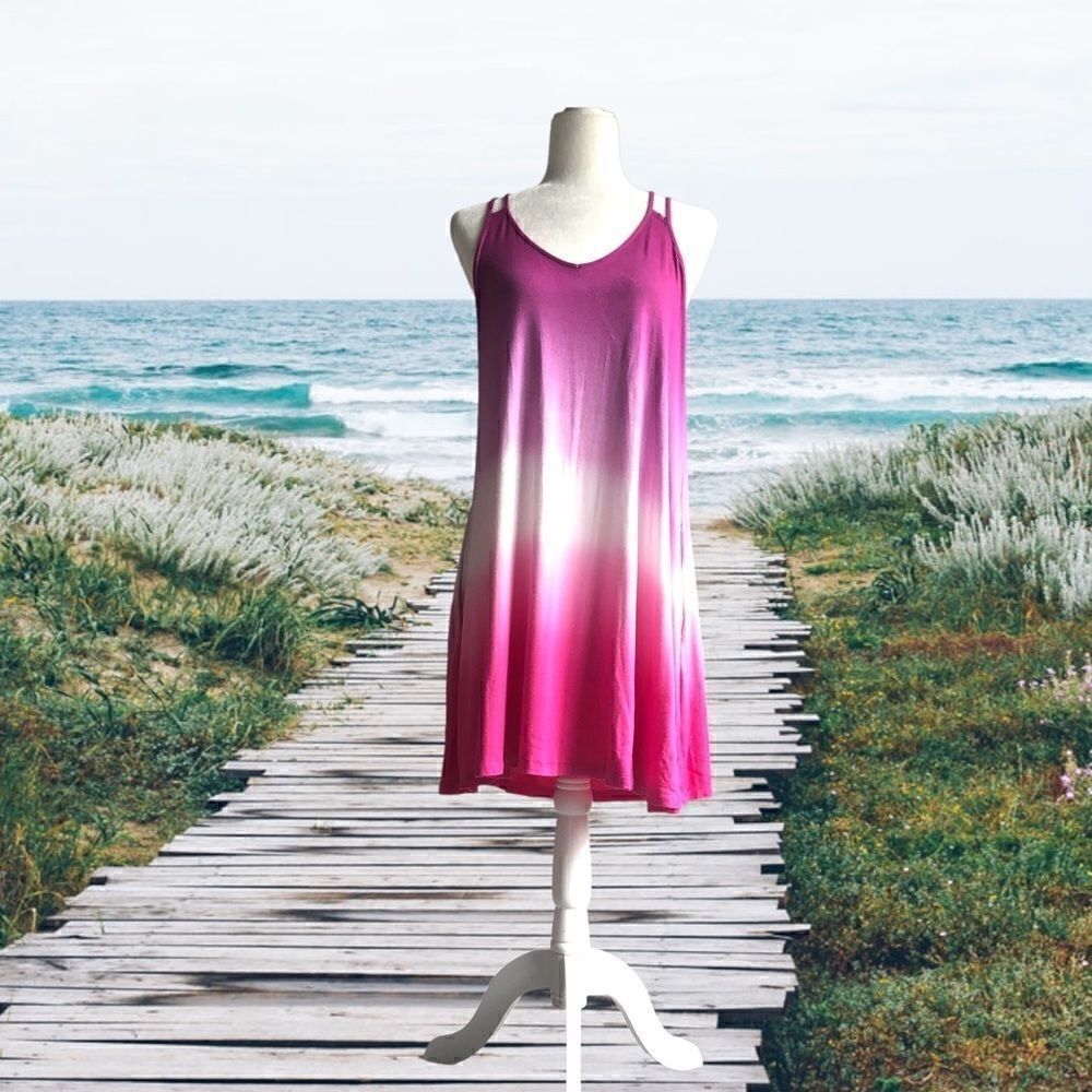 Pink ombré tank swim cover up dress
